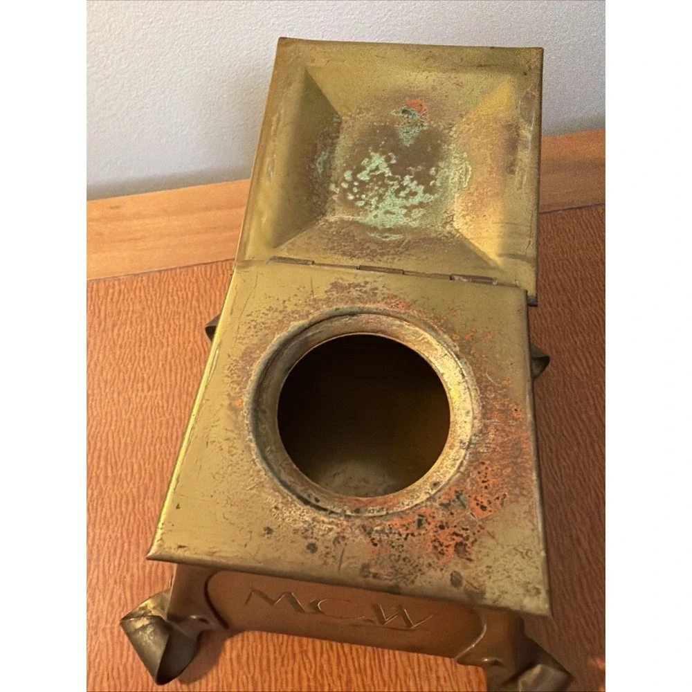 Antique Brass Inkwell Arts & Crafts Era‎ 1905 Soft Patina